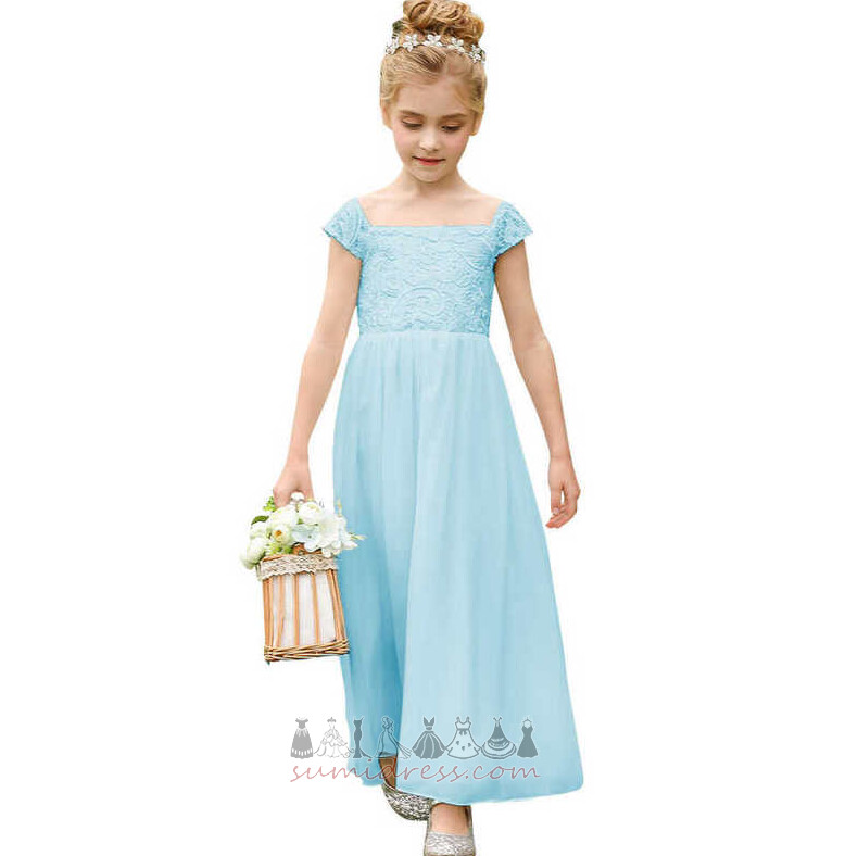 Rochie de floare fată Simplu Iluzia mâneci Mâneci scurte Fermoar în sus Arc A-linie