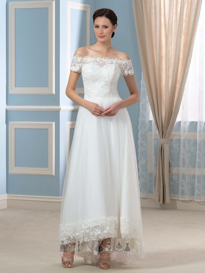Rochie de mireasă Asimetric Tul Plajă Asimetric Mediu De pe umăr