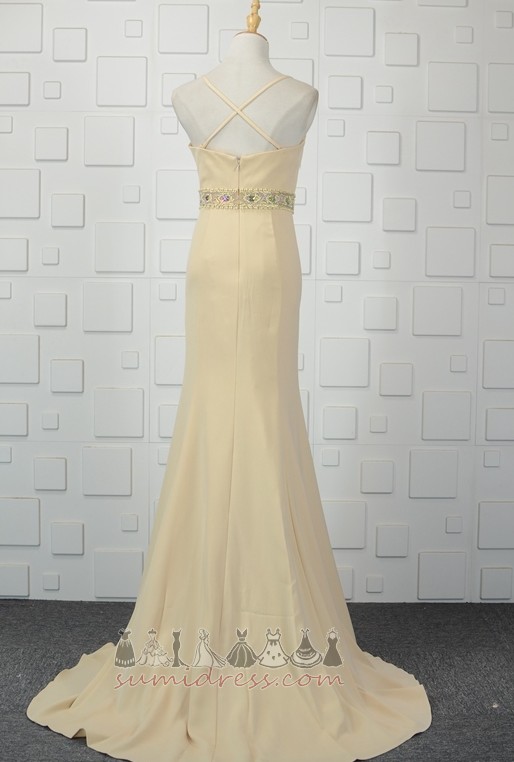 Rochie de seară Fara spate Elastic Satin Vară Matura-tren Lung Curele de spaghete
