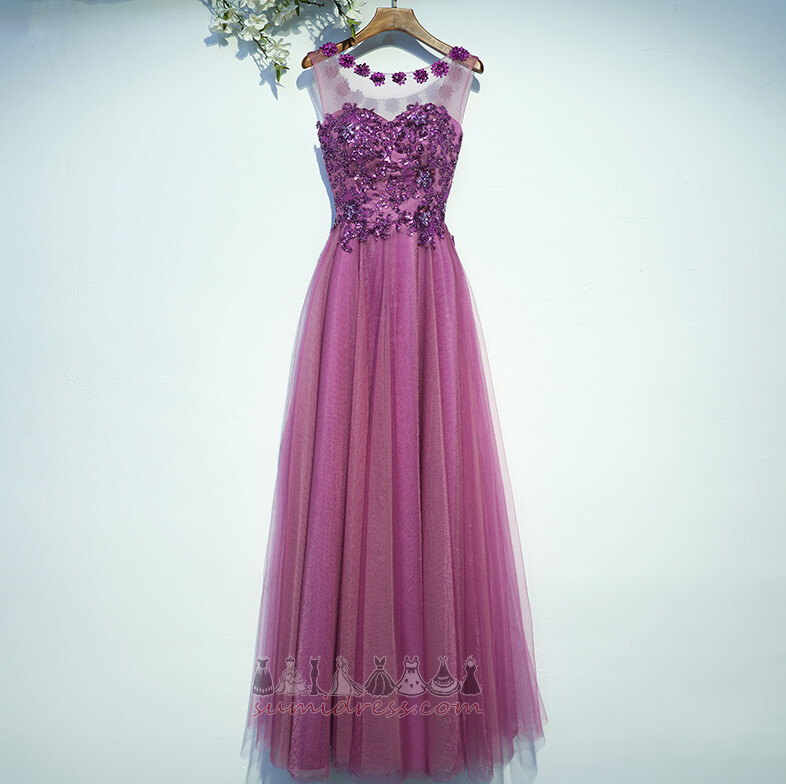 Romantic Scoop Long Sequined Sleeveless Natural Waist Bridesmaid Dress