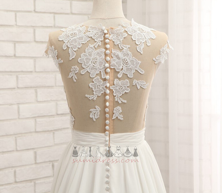 Romantik Kolsuz Mücevher Aplikler Bir çizgi Şifon Düğün Elbise