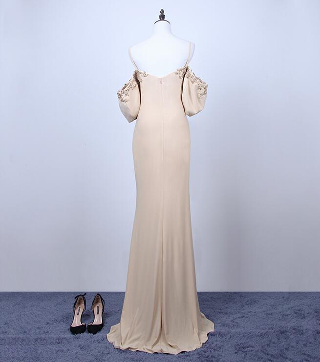 Romantiškas Satino Žibintai Grindų ilgis Trumpomis rankovėmis Vakarinės suknelė