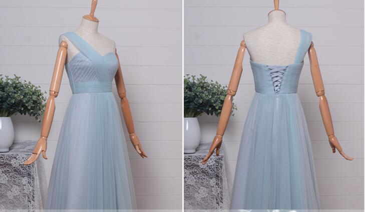 Ruched A-Line Natural Waist Tulle Sleeveless Summer Bridesmaid Dress