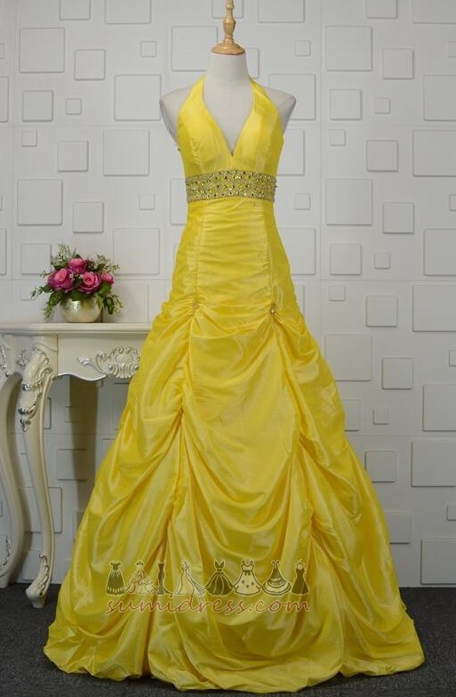 Ruched Beaded Belt Inverted Triangle Floor Length Spring Sleeveless Quinceanera Dress