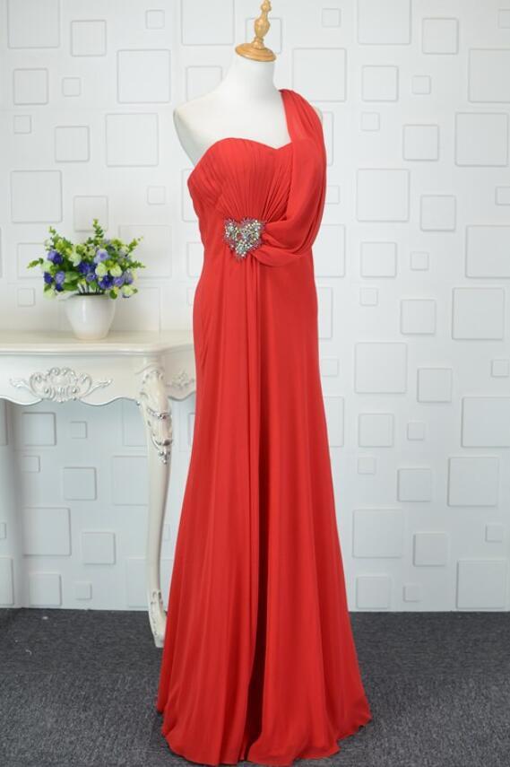 Ruched Floor Length Simple Chiffon Mid Back Empire Bridesmaid Dress