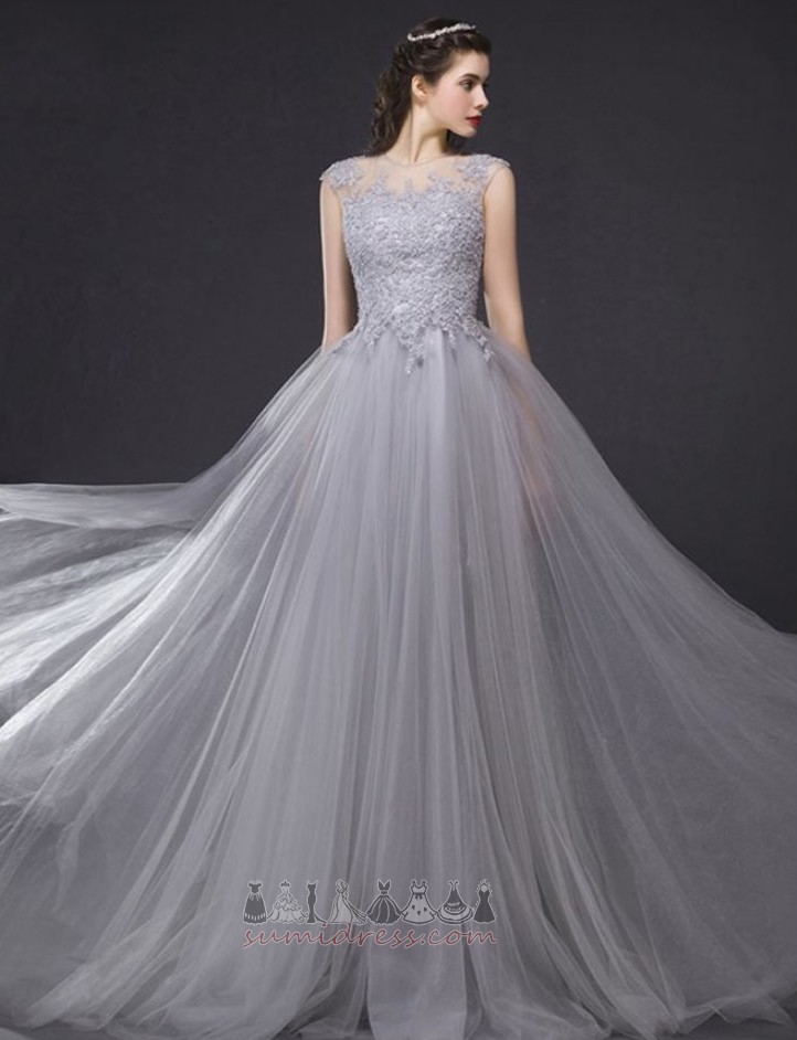 Ruched Gulvet længde Uden ærmer Feje Tog Naturlig Talje Elegant Aften kjole