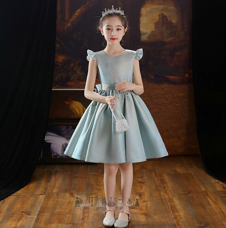 Sale A-Line Jewel Knee Length Satin Spring Flower Girl Dress