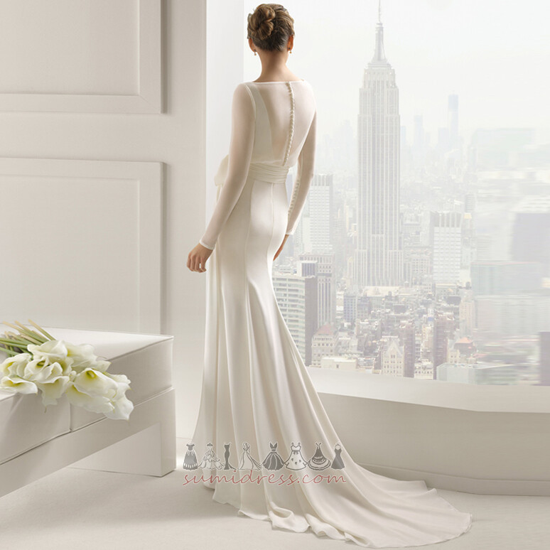 Sashes Long T-shirt Elegant Zipper Up Outdoor Wedding Dress
