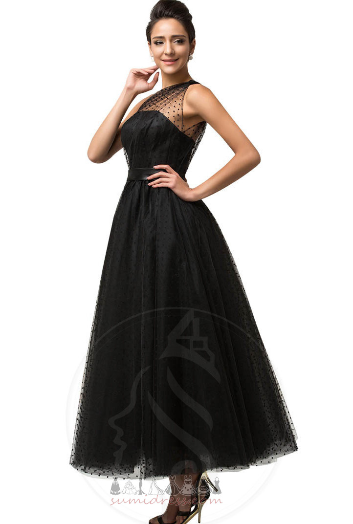 Satén Elegantní čalouněné hostina Čaj délka A-Line večírek šaty