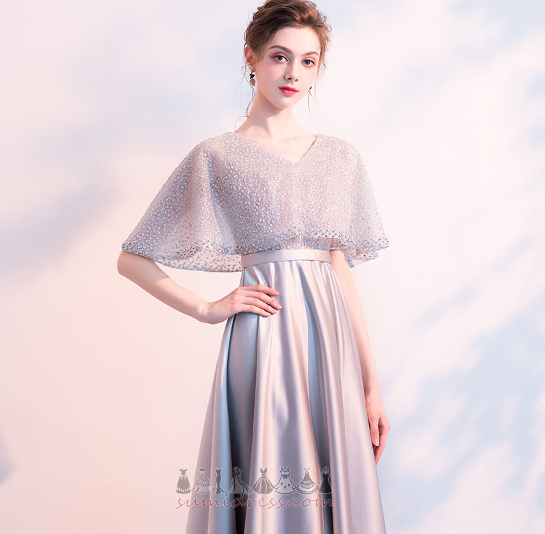 Satin Formal A-Line Natural Waist Floor Length Jewel Bodice Evening Dress