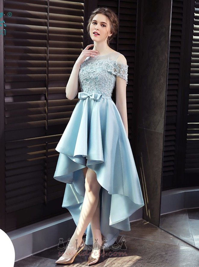Satin Glamorous Sleeveless Natural Waist Bateau Princess Prom Dress