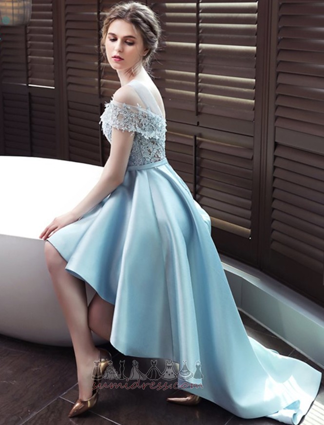 Satin Glamorous Sleeveless Natural Waist Bateau Princess Prom Dress