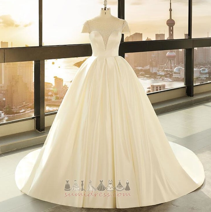 Satin Natural Waist Outdoor Lace-up A-Line Apple Wedding skirt
