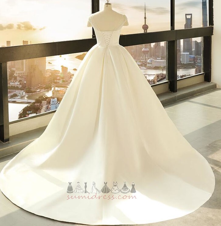 Satin Natural Waist Outdoor Lace-up A-Line Apple Wedding skirt