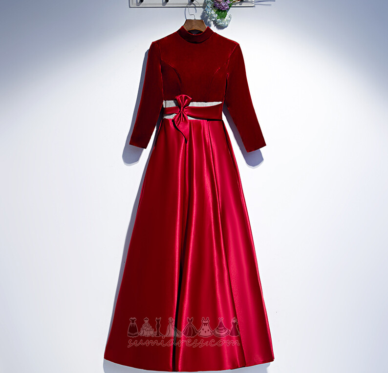 Satīna Loks Atslēgas caurums Akcentē Bow T-krekls Potītes garuma Prom kleita