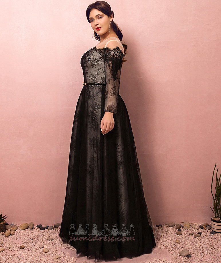 Scoop Fall Plus Size Natural Waist Elegant Lace Prom Dress