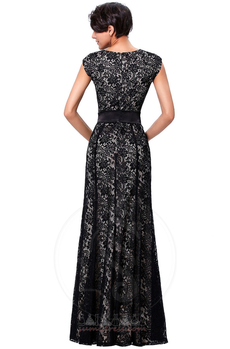 Scoop Zipper Sweep Train Lace Elegant Medium Evening Dress