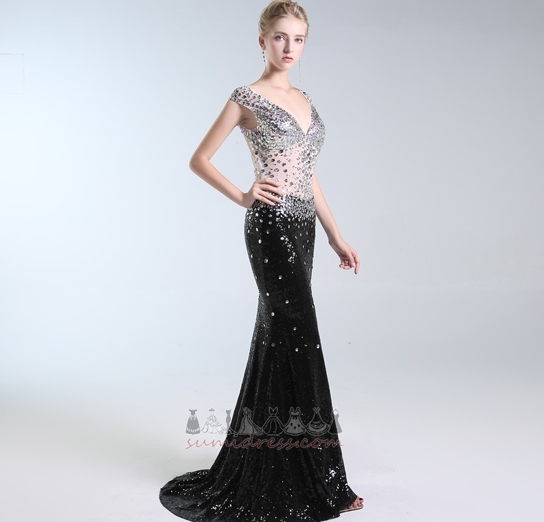 See Through Spring Sequined Sequined Bodice Ball Backless Prom Dress