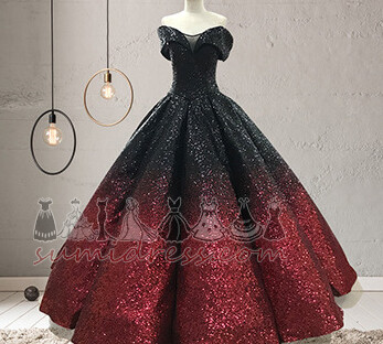 Sequined Ankle Length Natural Waist Wedding Sweep Train Puffy Prom gown