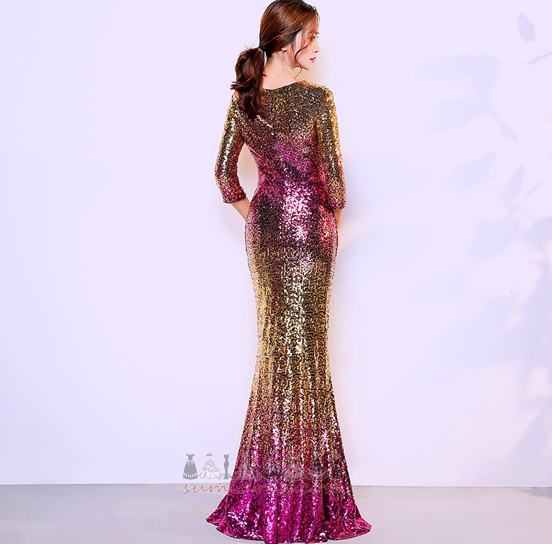 Sequined overdelen Jewel Collar Feje Tog Pære Gulvet længde Naturlig Talje Prom kjole