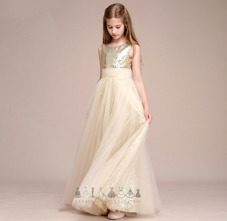 Sequined Tulle Sequined Bodice Elegant Zipper A-Line Flower Girl Dress
