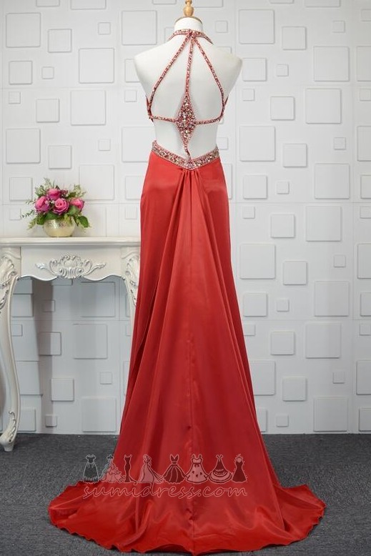 Sexy Crystal Backless Elastic Satin Inverted Triangle Ankle Length Prom gown