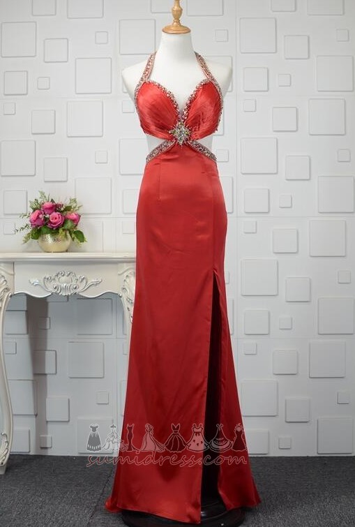 Sexy Crystal Backless Elastic Satin Inverted Triangle Ankle Length Prom gown