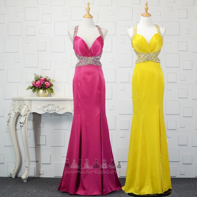 Sexy Sleeveless Halter Floor Length Ruched Backless Prom Dress