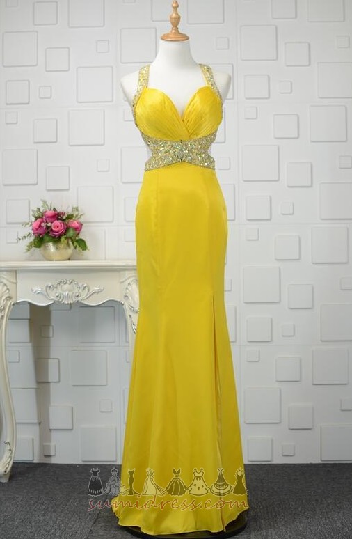 Sexy Sleeveless Halter Floor Length Ruched Backless Prom Dress