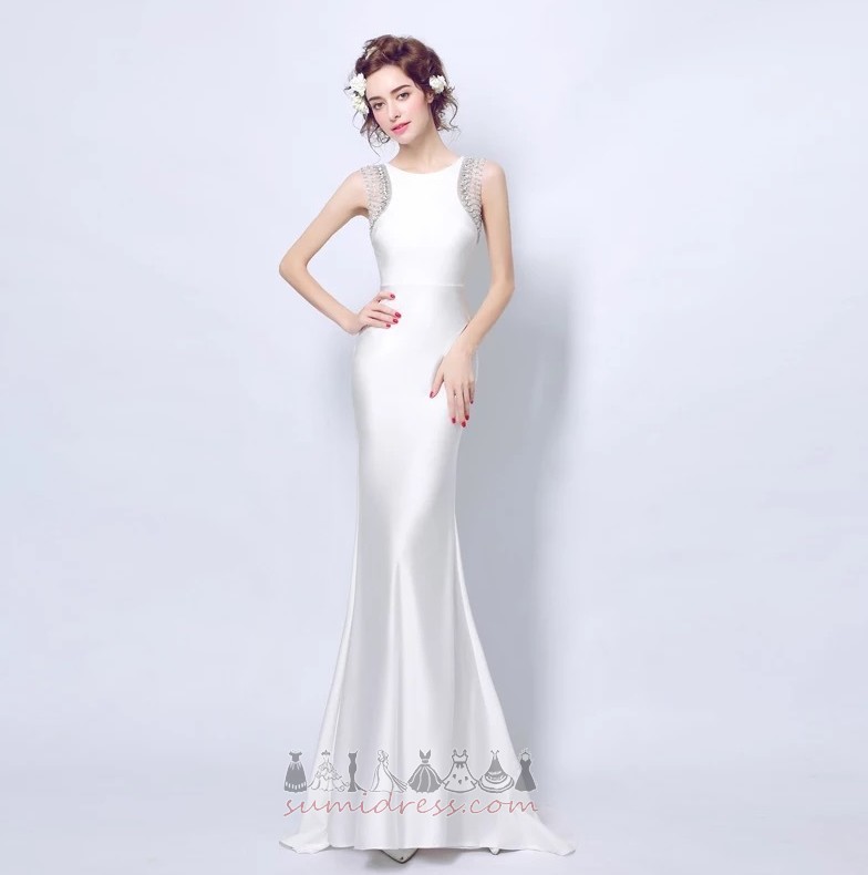 Sheer Back Medium Jewel Bodice Satin Summer Natural Waist Wedding Dress