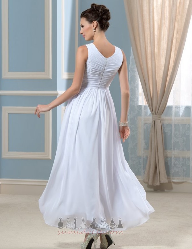 Шифон Лято Прост Империя Цип V-образно деколте сватбена рокля