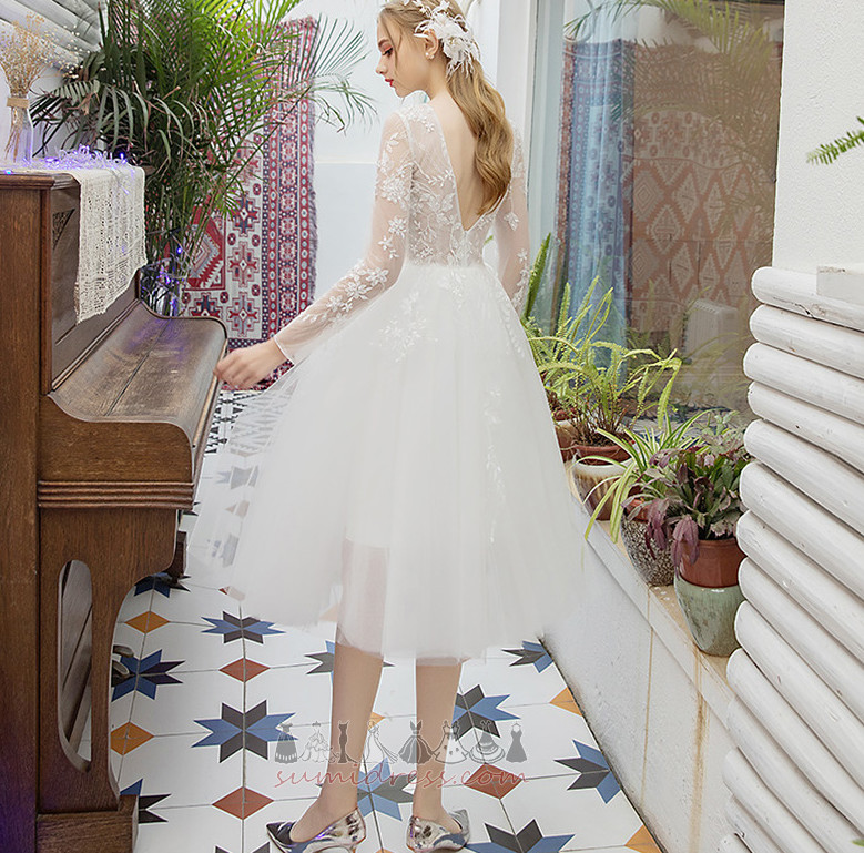 Short Outdoor Tulle Glamorous Jewel Natural Waist Wedding Dress