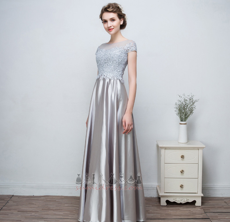 Short Sleeves Ankle Length Natural Waist A-Line Bateau Elegant Bridesmaid Dress