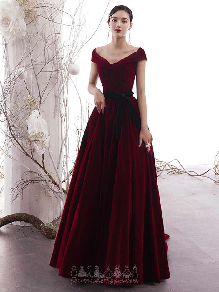 Short Sleeves Fall Capped Sleeves Natural Waist Elegant A-Line Prom Dress