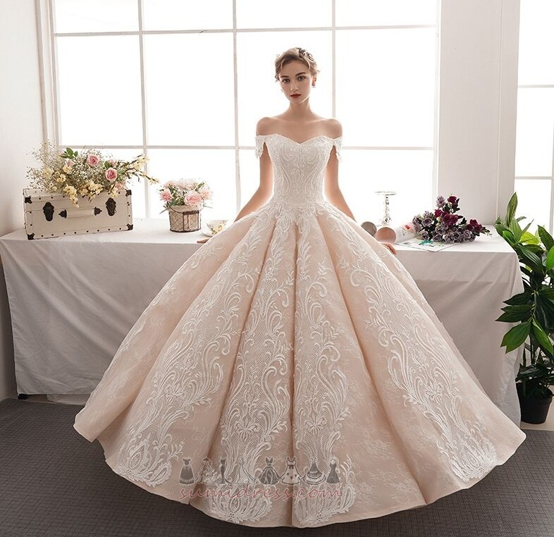 Short Sleeves Floor Length Draped Outdoor Pear Formal Wedding Dress