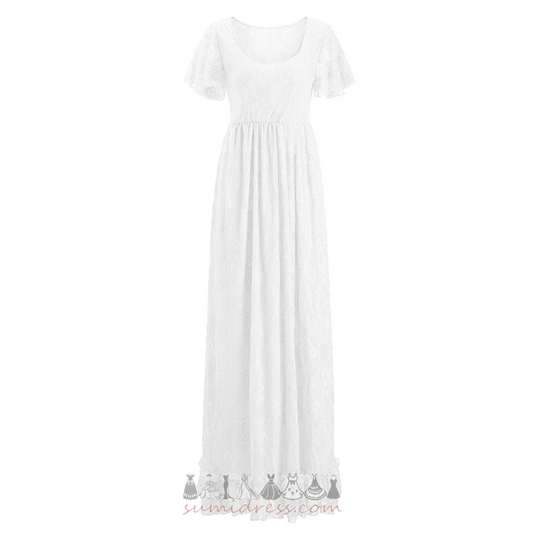 Short Sleeves Floor Length Empire Empire Waist Simple Lace Overlay Wedding Dress