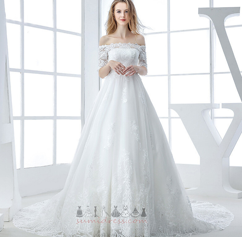 Short Sleeves Inverted Triangle Capped Sleeves Natural Waist Wedding Dress