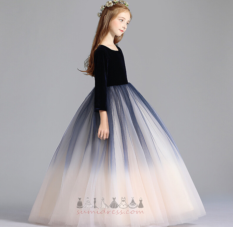 Show/Performance Elegant Floor Length Zipper Up Natural Waist Flower Girl Dress