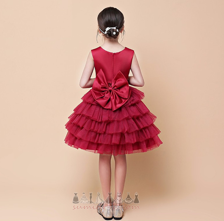 Show/Performance Knee Length Sleeveless Tulle Accented Bow Spring Flower Girl Dress