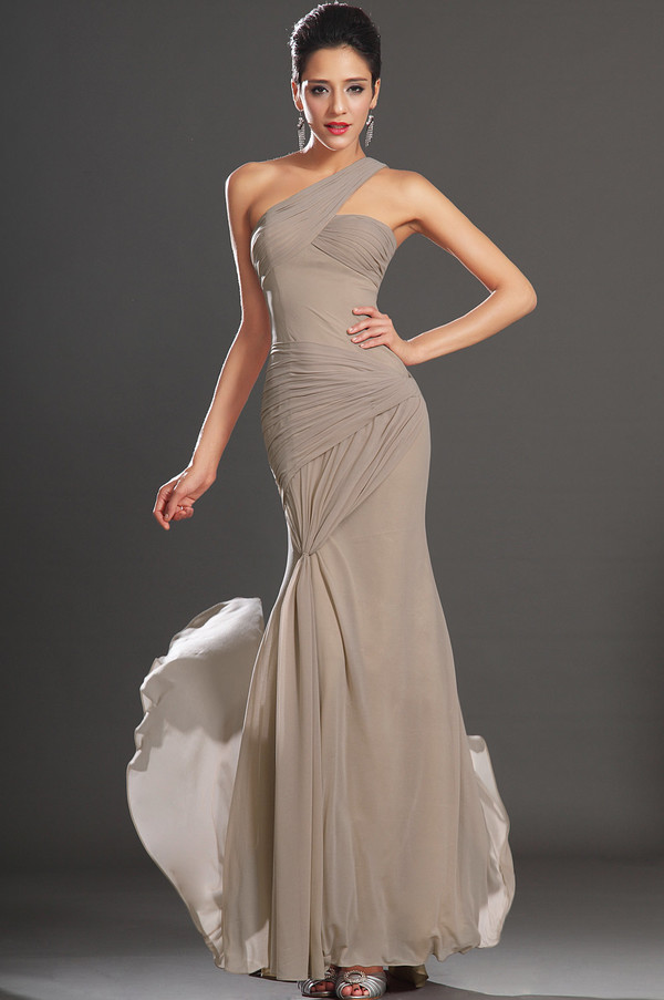 Side-draperet Feje Tog Mid Tilbage Havfrue Elegant Gulvet længde Aften kjole