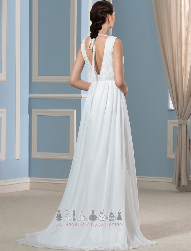 Simple Medium A-Line Natural Waist Pleated Bodice Beading Wedding Dress