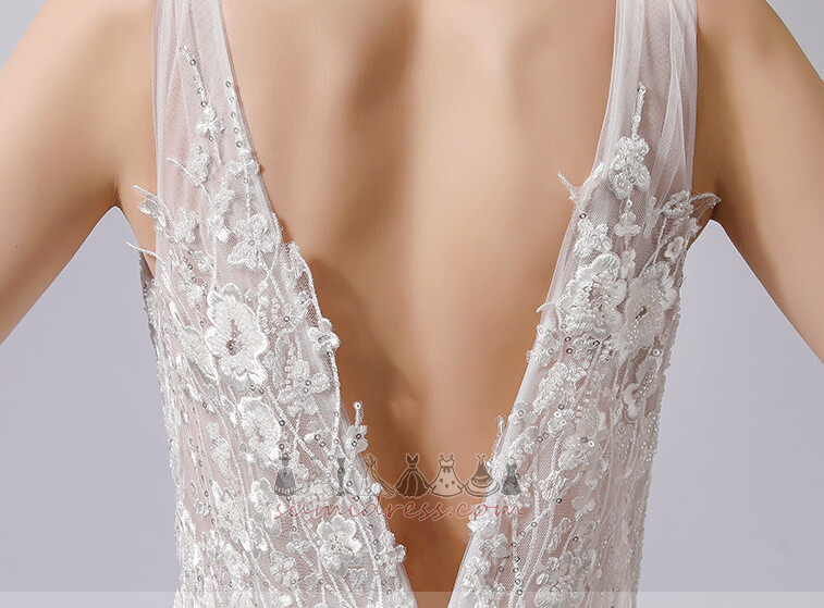 сексуальний природні Талія V-подібним вирізом безрукавний лінія Весільна сукня