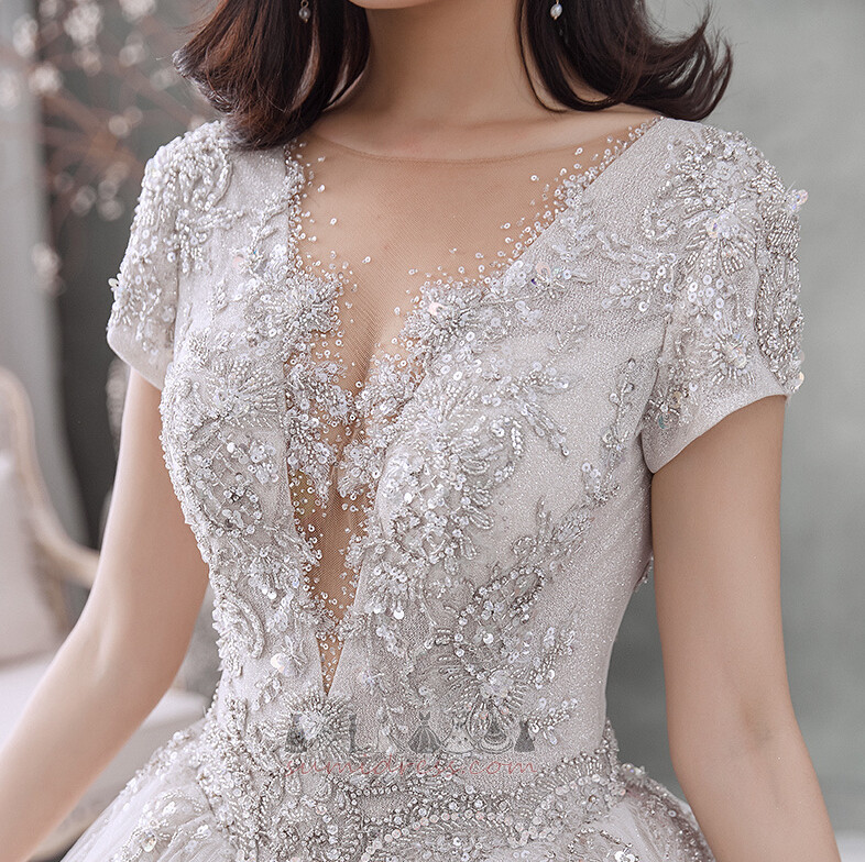 середа Довго прикрашений ліф V-подібним вирізом потовщення лінія Весільна сукня