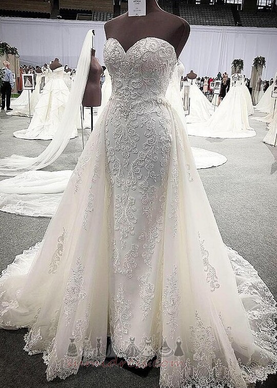Скъпа луксозен Апликации Църква Линия Дантела сватбена рокля