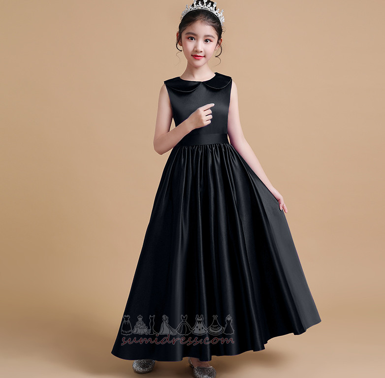 Skirt gadis bunga Satu garisan Panjang buku lali Satin Sederhana Permata Tanpa lengan