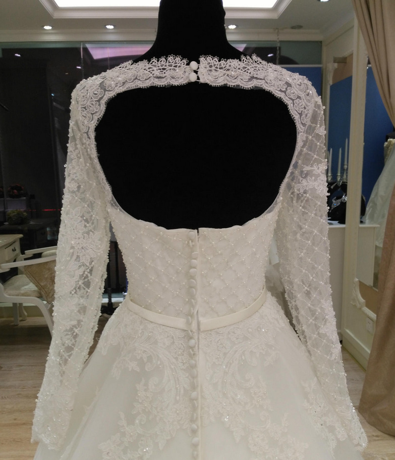 Skirt perkahwinan Puteri Lengan ilusi Poket zip sehingga Sederhana leher luas Renda