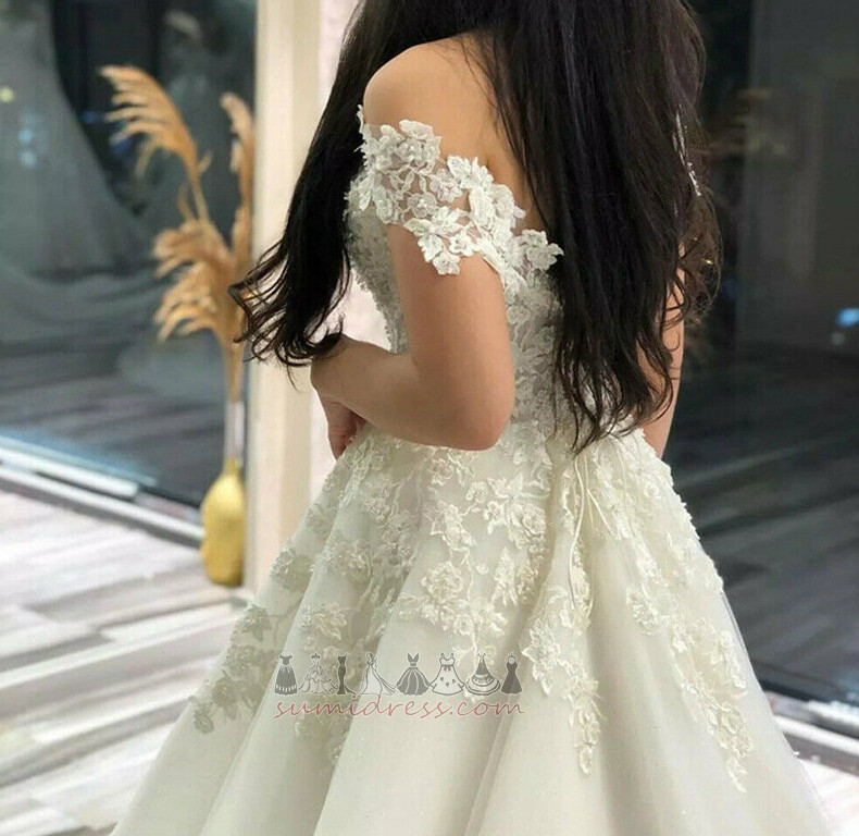 Skirt perkahwinan Tanpa lengan Lengan yang dihadkan Dewan Dari bahu Lama Menyapu Kereta Api