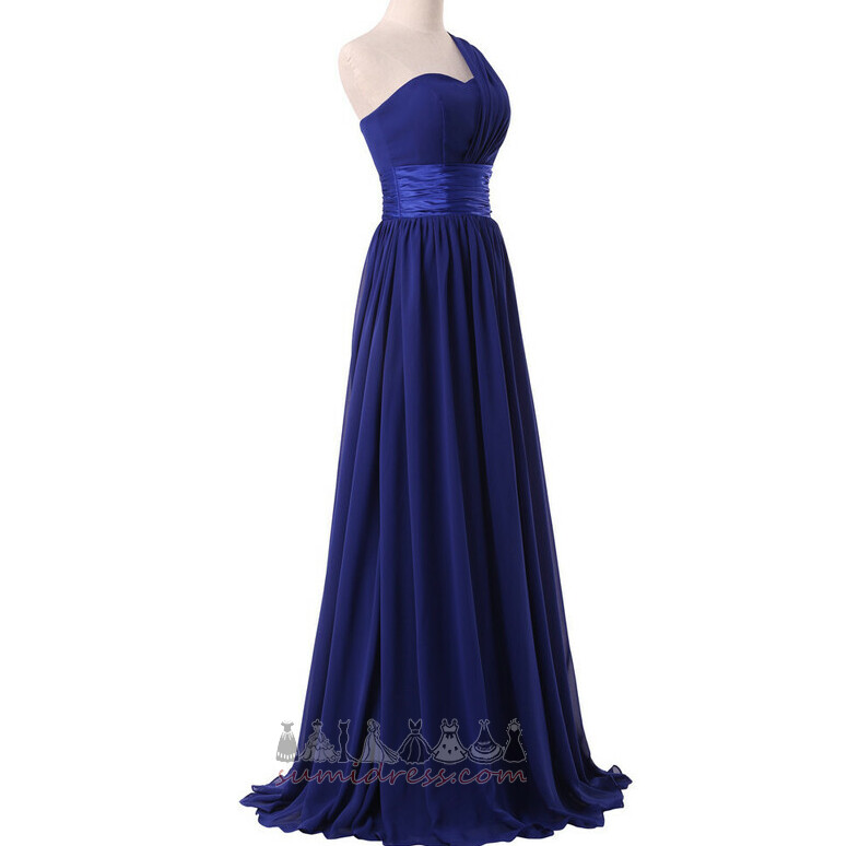Sleeveless A-Line Natural Waist Draped Floor Length Chiffon Bridesmaid Dress
