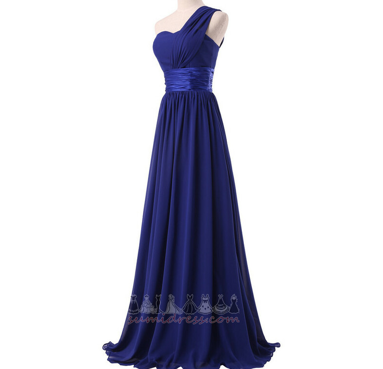 Sleeveless A-Line Natural Waist Draped Floor Length Chiffon Bridesmaid Dress
