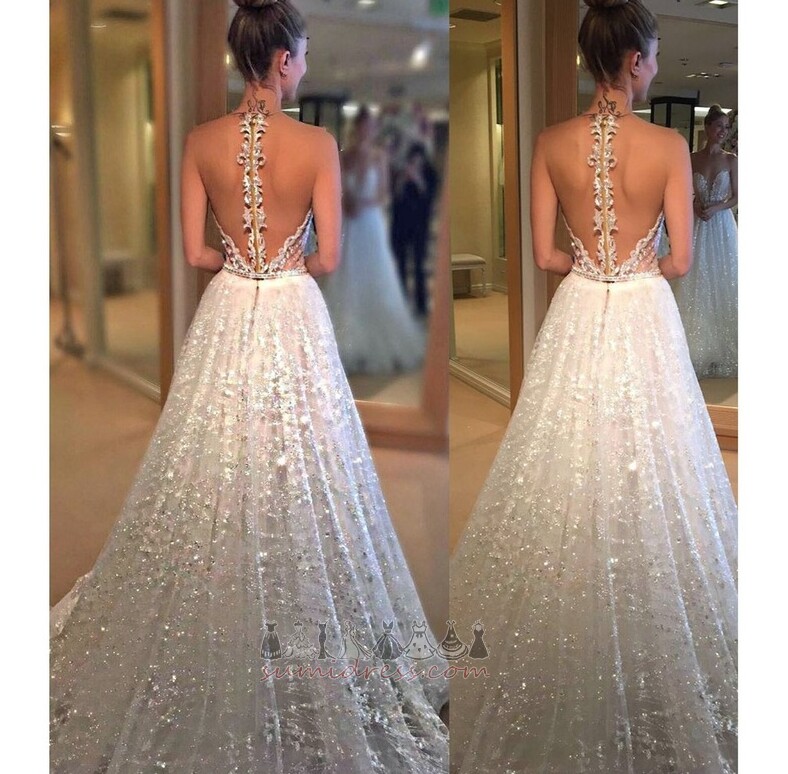 Sleeveless A-Line Starry Beach Long Beading Wedding skirt
